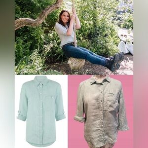 Rare Jaeger Aqua Linen Shirt ASO Kate Middleton - Excellent Condition (Large)